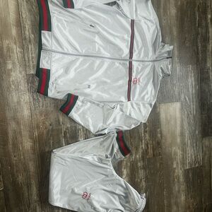 Gucci White Tracksuit with Red and Green Stripes